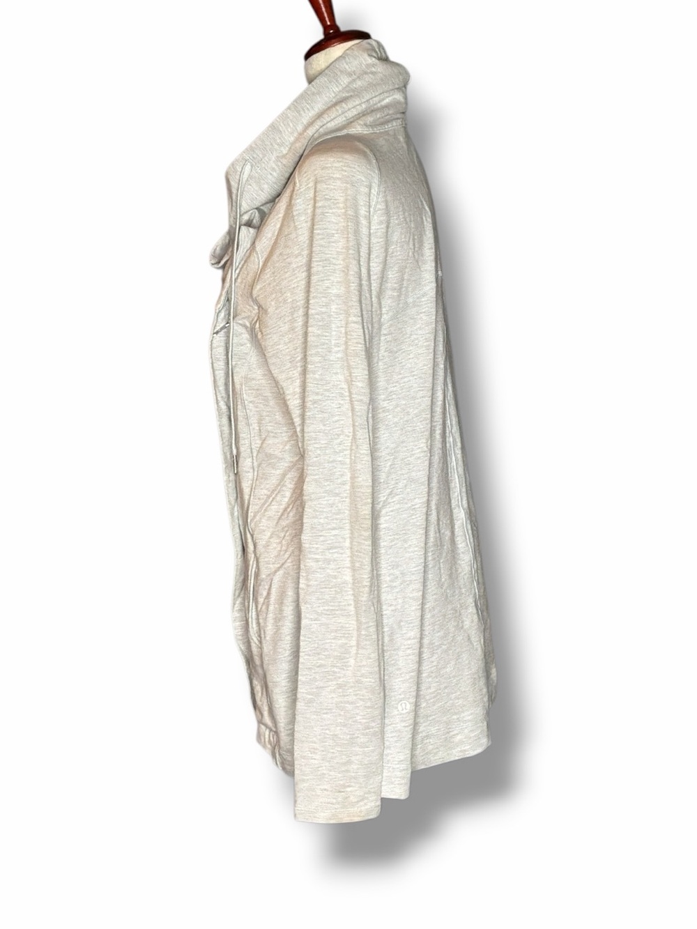 Lululemon Heather Grey Cowl Neck Asymmetrical Zip Athletic Sweatshirt Size 10 - Picture 2 of 9